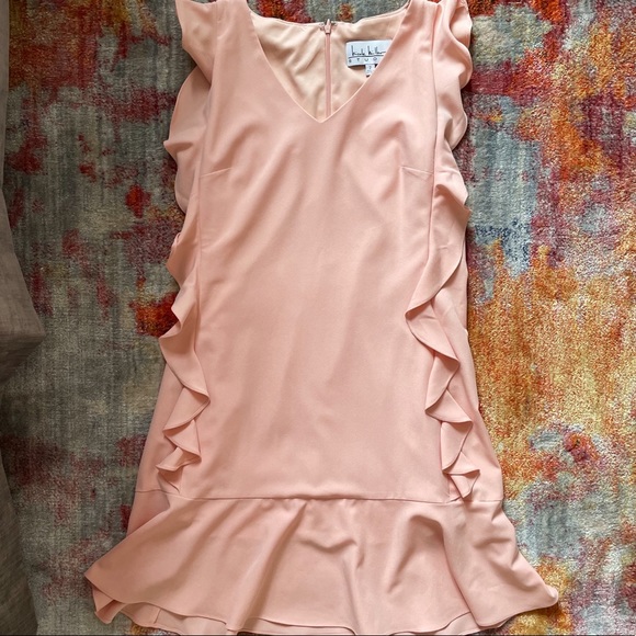Peach Nicole Miller ruffle shift dress - Picture 3 of 5